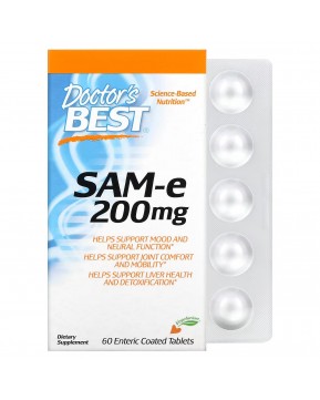 Doctor's Best, SAMe (дисульфат тозилат), 200 мг, 60 таблеток, покрытых кишечнорастворимой оболочкой